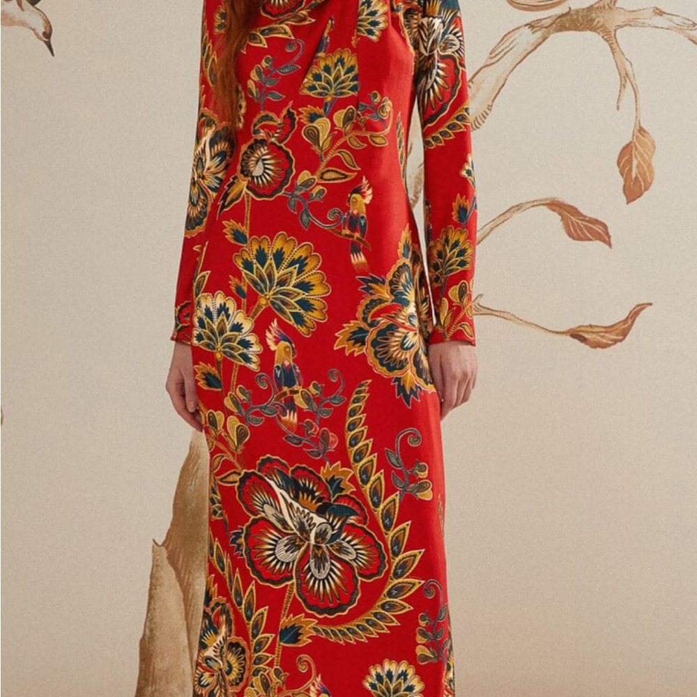 FARM Rio Red Maxi Floral Cutout LENZING™ ECOVERO™ Viscose Midi Dress
